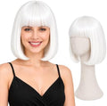 Short Pure White Bob Wig with Bangs for Women by PARTYTELLER