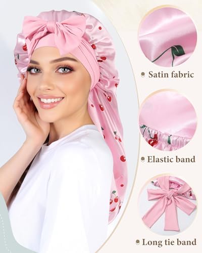 AWAYTR Reversible Long Satin Hair Bonnet for Braids Sleeping Women - Image 4