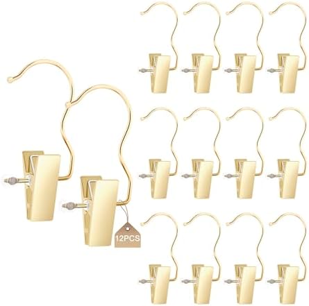 Boot Hangers 4.5" Metal Outfit Hanger Gold Hanging Clips for Gloves Shoes Laundry Hooks Hair Extension Wigs Clips Portable Home Travel Hangers for Hat, Towels, Bras, Socks 12Pack by Koobay