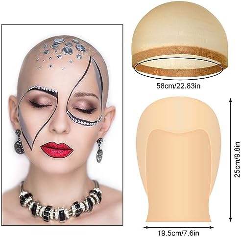 NACHLYNN 2/4/6/ Pcs Halloween Bald Cap for Adult Makeup Latex Bald Caps Nylon Bald Wig Cap Costume for Halloween Party Men - Image 3