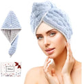 Microfiber Hair Drying Towel,2-Layer Reversible Hair Turban,Blue&Grey by Jeffsun