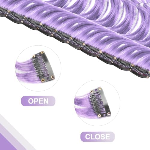 Purple Hair Extensions Clip-in 10 Pcs, Curly Wavy Hairpieces for Women Gift - Image 3