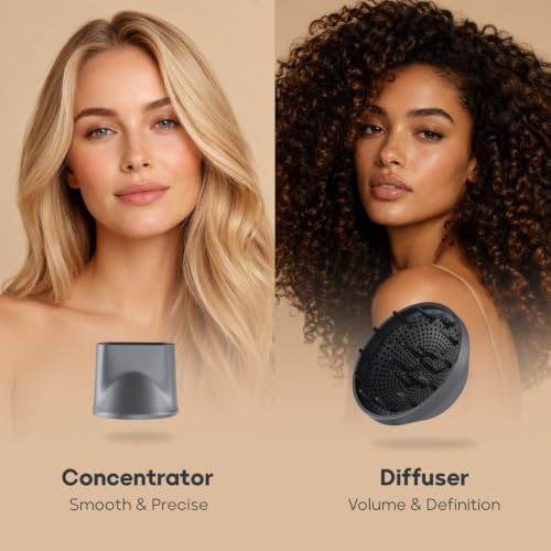 Hair Dryer, High-Speed Ionic Blow Dryer with Diffuser, Low Noise Fast Drying Hair Dryer with Brushless Motor, Thermo-Control Professional Hair Dryer for Curly Hair - Image 4