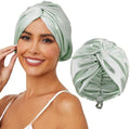 HFRHTGY Adjustable Silk Satin Hair Bonnet for Sleeping, Double Layer Hair Wrap Sleep Cap Turban for Women Men, Curly Straight Braid Unisex (Royal Green) by HFRHTGY
