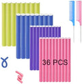 36Pcs Flexible Hair Rollers and Curlers Set - 7" 0.63" & 0.47" Bendable Soft Foam Rods for Heatless Curling Short & Long Hair by Beyoslf