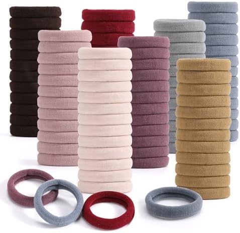 100PCS Elastic Cotton Hair Bands, Seamless No-Damage Ponytail Holders for Thick or Thin Hair, Soft Hair Accessories for Women and Girls, Coral Color by SYGY