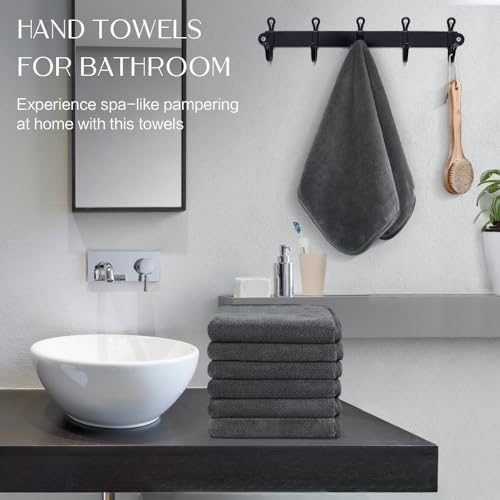 KinHwa Gray Bathroom Hand Towels, Microfiber Face Towels, 11x20 Inch - Image 4