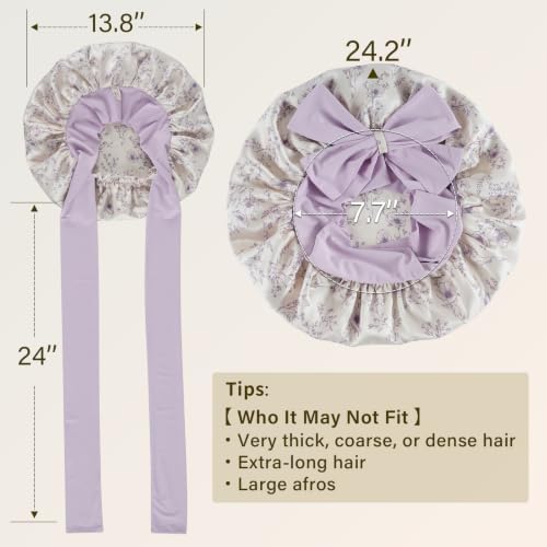 ZIMASILK 100% Mulberry Silk Bonnet for Sleeping Women Long Hair, Lilac - Image 5
