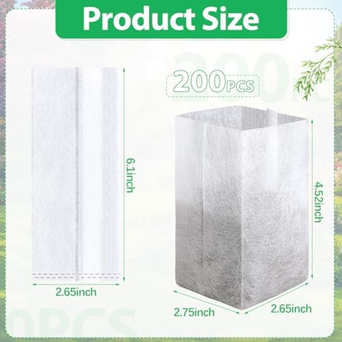 Augshy Nursery Growing Bags, 200Pcs Plant Grow Bags Non-Woven Fabric Seedling Pots Seedling Bag for Planting Seed Starting Pots Pouches for Vegetable Flower Fruit Saplings Tree (5.9" x 6.3") - Image 2