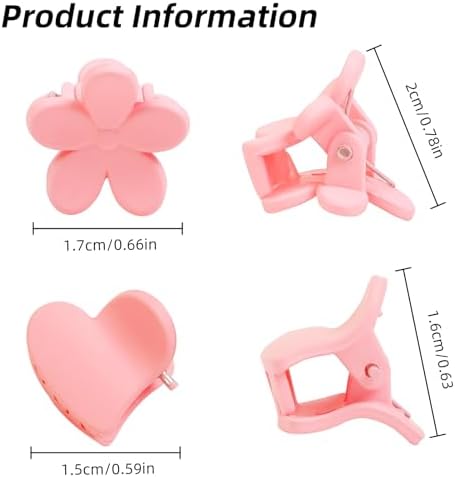 100Pcs Colorful Mini Flower Hair Clips Set, TEBIEKOY Small Hair Clips Mini Heart Hair Claw Clip Cute Jaw Clips Hair Pins Hair Barrettes Tiny Flower Hair Accessories for Women - Image 2