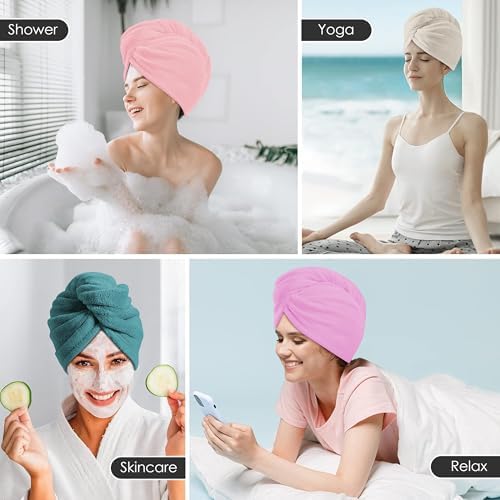 TENSTARS Hair Towel Wrap for All Hair Types, 5 Pack Microfiber Turban - Image 5