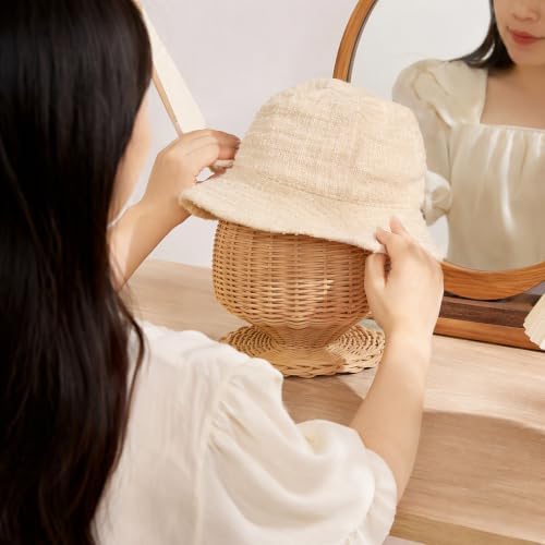 Ipetboom Rattan Hat Display Stand, Woven Wicker Dome Shaped Hat Holder - Image 6
