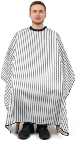 Barber Cape with Neck Brush & Disposable Neck Paper, Black & White Stripes - Image 3