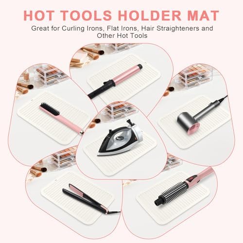 Silicone Heat Resistant Mat for Hair Tools, Oversize, Ivory - Image 6