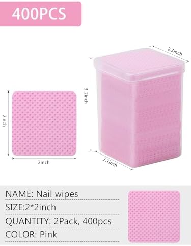 TEOYALL Lint Free Nail Wipes, 400 PCS Non-Woven Fabric Nail Cleaning Pads Pink Lash Extensions Glue Cleaning Wipes Salon Supplies - Image 5