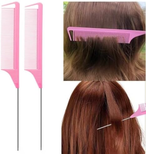ZVOREI 5pcs Boar Bristle Slick Back Hair Brush Set, Pink - Image 3