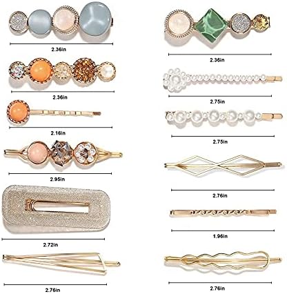 Mehayi 20 PCS Macaron Pearls and Acrylic Resin Hair Clips, Handmade Cute Hair Barrettes Bobby Pins, Glitter Crystal Geometric Hairpin, Elegant Gold Hair Accessories, Gifts for Women Girls… - Image 3