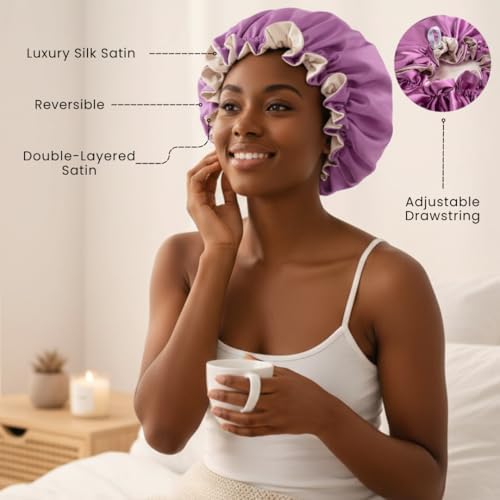 Silk Satin Hair Bonnet for Sleeping Reversible - Image 3