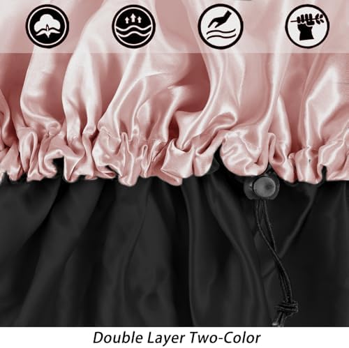 Edoneery Satin Bonnet for Sleeping Women, Double Layer Adjustable Sleep Cap - Image 2