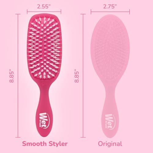 Wet Brush Smooth Styler Hair Brush, Pink Frost, Exclusive Ultra-soft IntelliFlex Bristles, Synthetic Boar Bristles, Shiny And Smooth, For All Hair Types, For Women, Men, Wet And Dry (Pack of 2) - Image 5