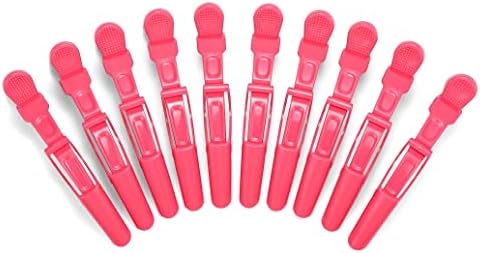 10pcs/set Croc Clips Transparent Plastic Hairdresser Clip Hair Styling Sectioning Barrettes Professional Non Slip Alligator Clip Salon DIY Accessories(10pcs-Watermelon Red) - Image 3