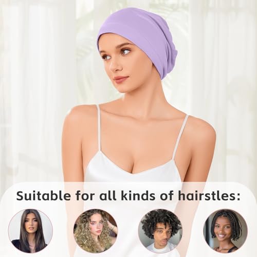 ZHENSILK Silk Bonnet for Sleeping Women, Adjustable Silky Satin Lined Sleep Cap, Silk Hair Wrap Slouch Beanie Hat - Image 6