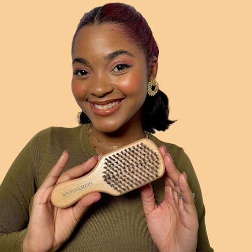 GranNaturals Hard Bristle Slick Back Hair Brush for Men & Women with Thick Curly Hair - Stiff Nylon Small Hairbrush for Smoothing, Waves, Beard, Fades, Locs, Dreads - Image 6