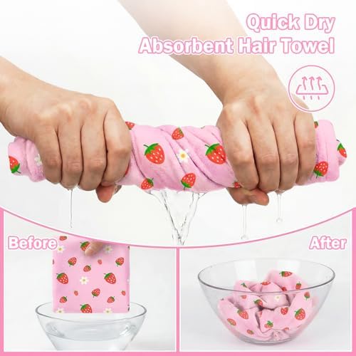 Microfiber Hair Towel Wrap for Kids Hair Drying Towel Wrap with Button 2 Pack Wet Hair Towel Wrap Head Towels Wrap for Girls - Image 2