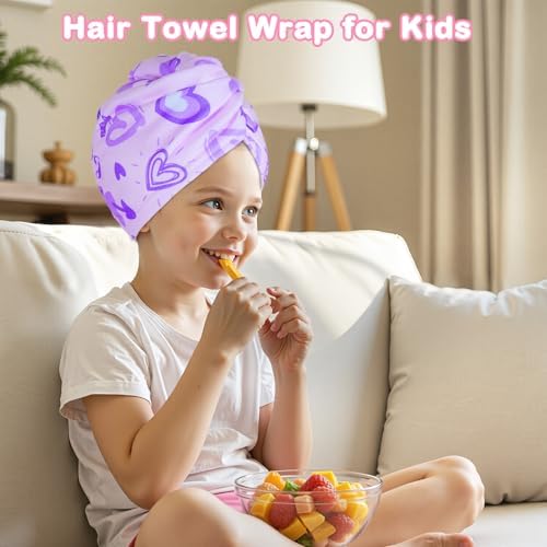 FIOBEE Microfiber Hair Towel Wrap for Kid Girls Rapid Drying Hair Turbans - Image 4