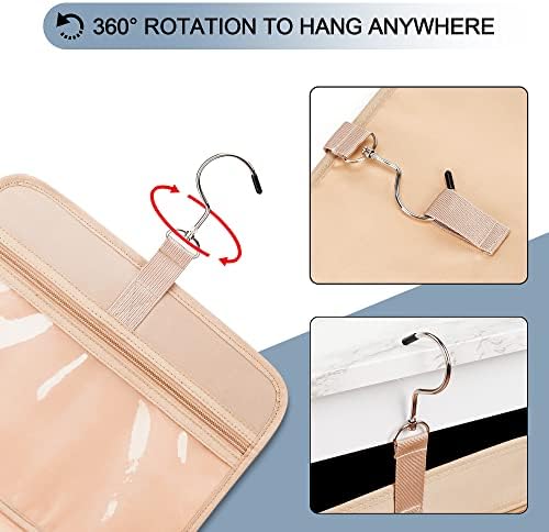 Travel Hanging Toiletry Bag for Women, with Jewelry Organizer Compartment, Medium Waterproof Hanging Makeup Accessories, Cosmetic Essentials, Toiletries Dopp Kit Set with Trolley Belt, Navy Blue - Image 6