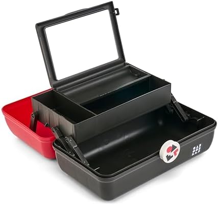 Caboodles School Spirit On-The-Go Girl Makeup Box, Red Over Black, Hard Plastic Makeup Organizer Box, Built-In Mirror, Secure Latch for Safe Travel, Spacious Storage for Large Items - Image 4