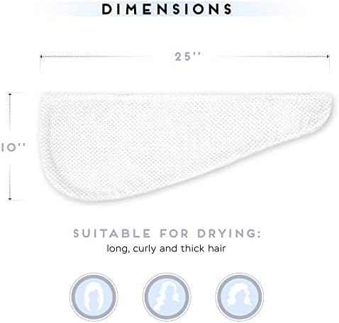 SimpleField 2 Pack Microfiber Hair Towel Wrap for Women, Anti Frizz Quick Drying Hair Turban for All Hair Style, Absorbent and Lightweight (Bright White) - Image 5