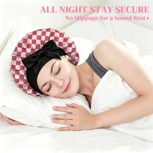 Satin Hair Bonnet Silk Bonnet for Sleeping Double Layer Elastic Tie Band Adjustable Reusable Hair Cap Cute Women Girls - Image 6