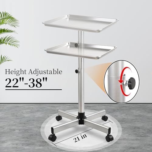 Salon Tray on Wheel, Metal Mayo Stand Tray, Use As Medical Tray, No-Rusting - Image 2