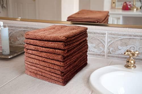 Eurow Microfiber Salon Towels – Bleachproof, Ultra Absorbent & Quick Drying – Soft, Lightweight & Durable for Hair Styling, Beauty, Barber & Spa Use, 16 x 29 Inches, 10-Pack, Brown - Image 5