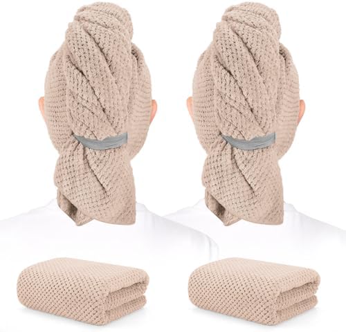 2 Pack Microfiber Hair Towel XL 41" x 24" Fast Dry, Soft, Absorbent by BEofferDirect