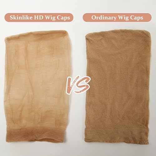 BEEOS Skinlike HD Wig Cap, 4 Pieces Invisible and Sheer Breathable Ultra-thin Stretchy Stocking Caps for Lace Front Wigs - Image 5