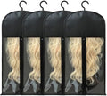 Jonley 4Pcs Wig Storage Wig Bags Storage with Hanger, Wig Storage Bag with Hair Extensions Wigs and Accessories, Breathable and Easy to Carry Home Hair Salon Travel Available (Black 23.5in) by Unknown