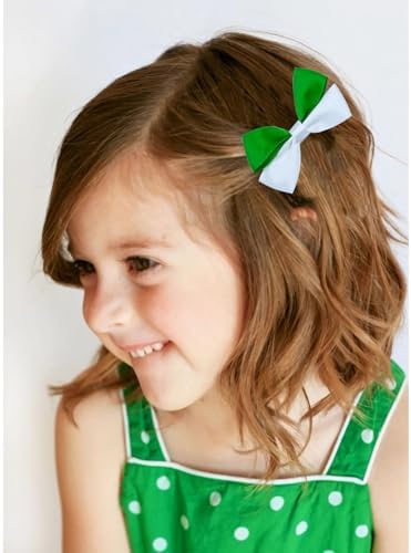 7Pcs St. Patrick's Day Hair Bows Clips for Girls Hair Accessories Toddler Bows for Girls Kids(Green) - Image 6