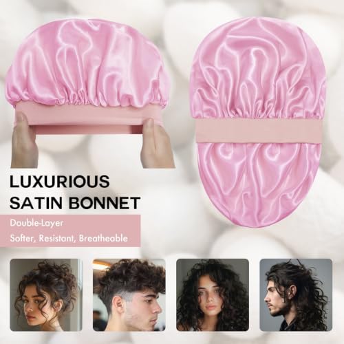 Satin Silk Bonnet for Hair, Double Layer Sleep Cap for Men & Women - Image 2