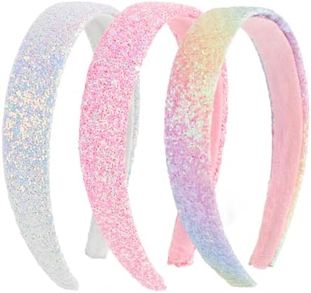 Headbands for Girls, 3 Pack Sparkly Glitter Toddler Girls Headbands by Uintoon