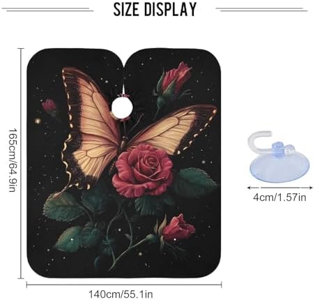 ALAZA Rose Flower Butterfly Barber Cape for Men Women, Waterproof Haircut Apron Beard Shaving Bib Hair Cutting Cloth 55 x 65 Inch - Image 3