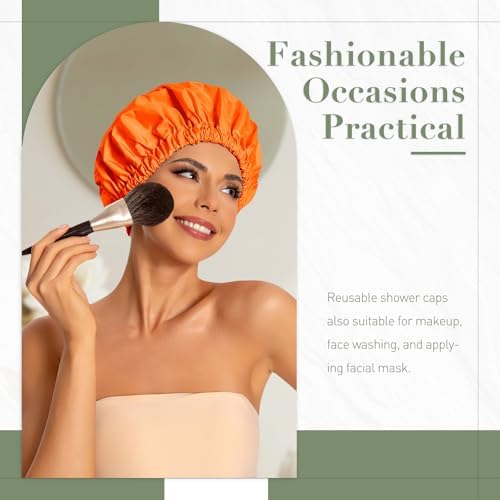 Edoneery Shower Caps for Women Reusable Waterproof, Shower Hair Cap - Image 2