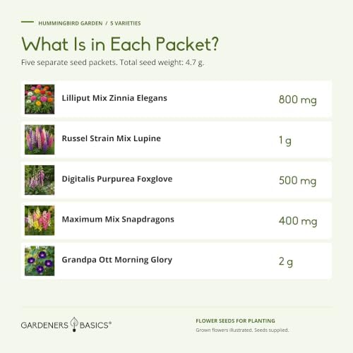 Gardeners Basics Hummingbird Garden Flower Seeds for Planting, 5 Varieties - Image 6