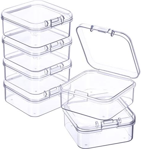 Jetec 6 Pieces Small Clear Plastic Storage Box, 1.7 x 1.7 x 0.8 Inch by Jetec
