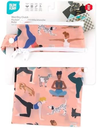 Bumkins Waterproof Wet Dry Clutch Bag for Baby, Travel, Swim Suit, Cloth Diapers, Pump Parts, Pool, Gym Clothes, Toiletry, Hook to Stroller, Pack for Daycare, Zip Bag, Packing Pouch, Yoga Pals - Image 6
