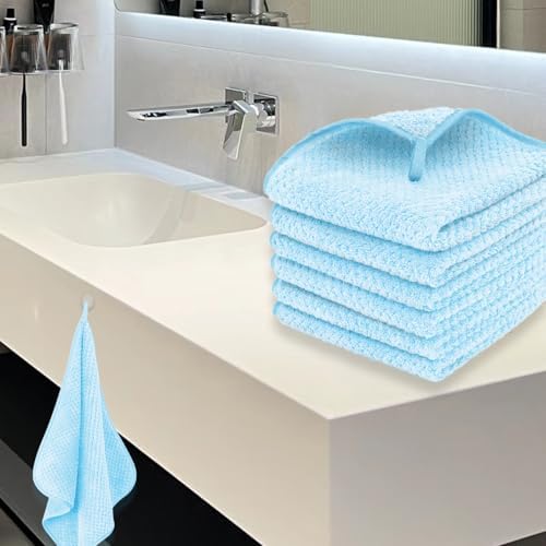 MaopaoBeauty 6 Pack Washcloth Set - Quick Drying & Absorbent Microfiber Gym Towels 13x13 inches - Lightweight & Thin Yoga Towels - Multi-Purpose Camping Towels for SPA, Hotel & Bathroom, Light Blue - Image 7