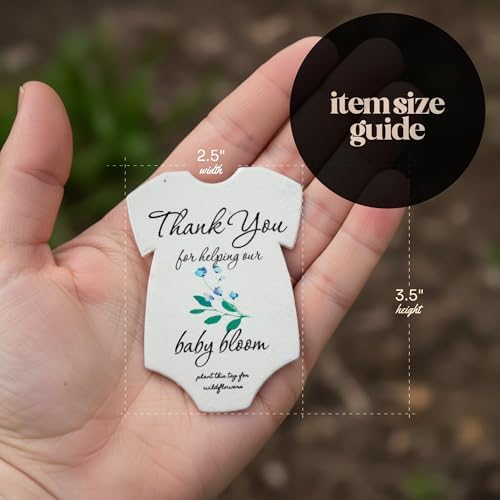 15 Blue Onesie-Shaped Gift Wrap Tags with Wildflower Seeds - Image 2