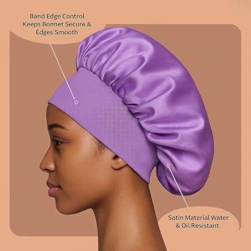 Satin Bonnet – Sleep Bonnet for Women and Men Curly Hair, Braids, and Natural Hairstyles (1pck) - Image 7