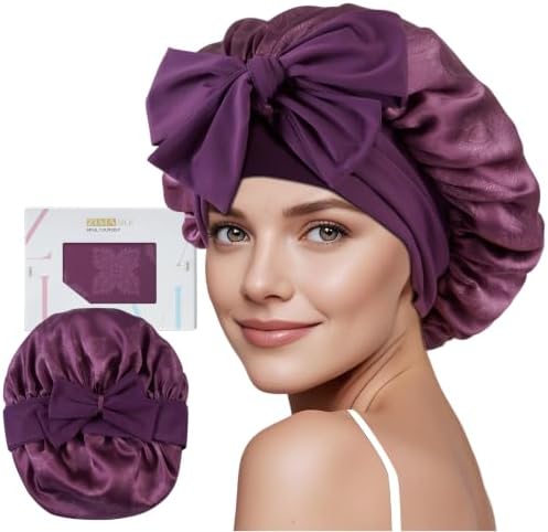 ZIMASILK 100% Mulberry Silk Bonnet for Sleeping Women Long Hair, Dark Mauve by ZIMASILK